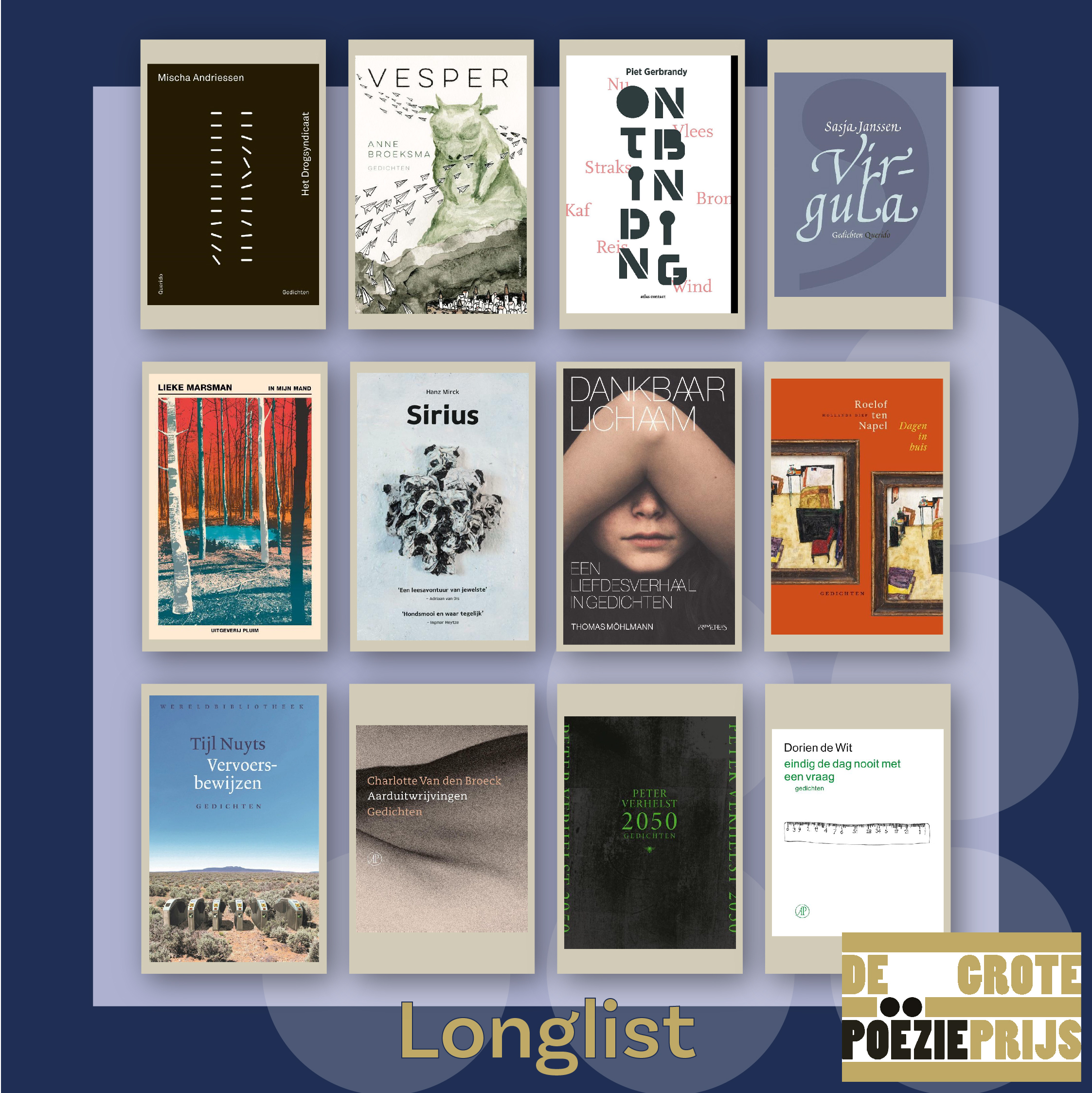 Twaalf titels op de longlist van De Grote Poëzieprijs 2022